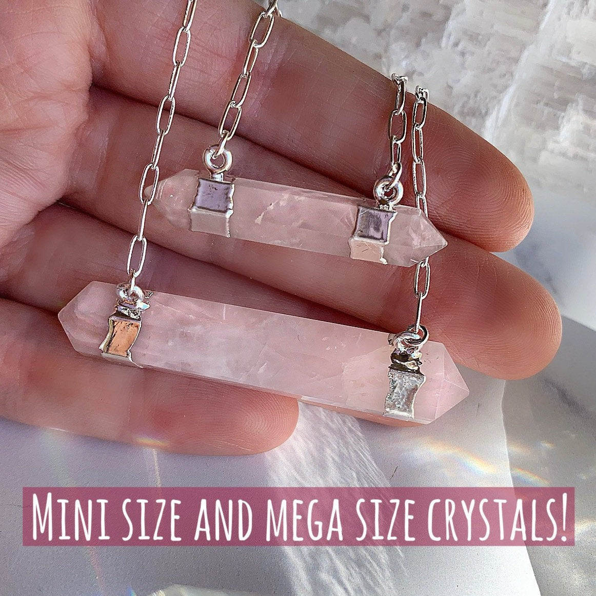 Double Terminated Crystal Quartz Bar Necklace in 14k Gold Filled or Sterling Silver