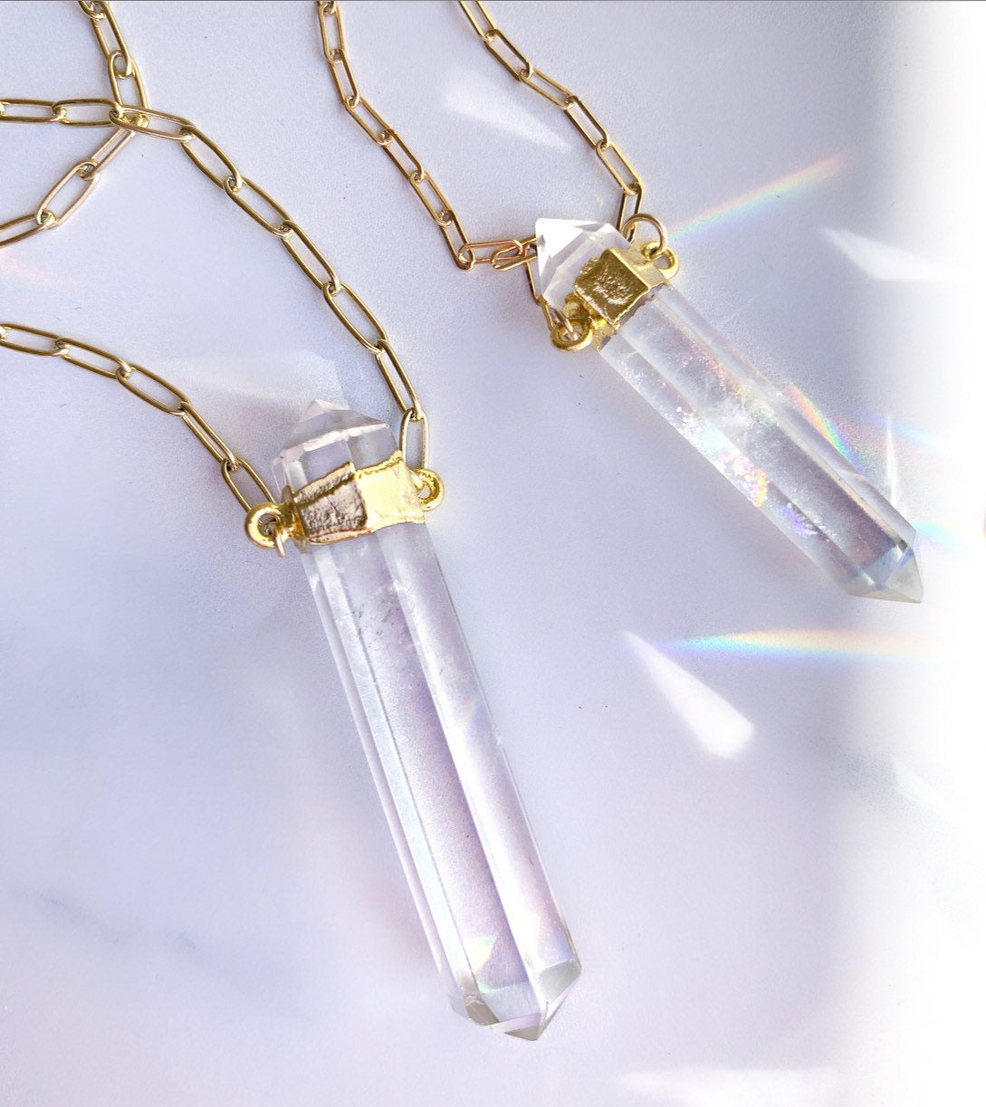 Double Terminated Crystal Quartz Point Pendant