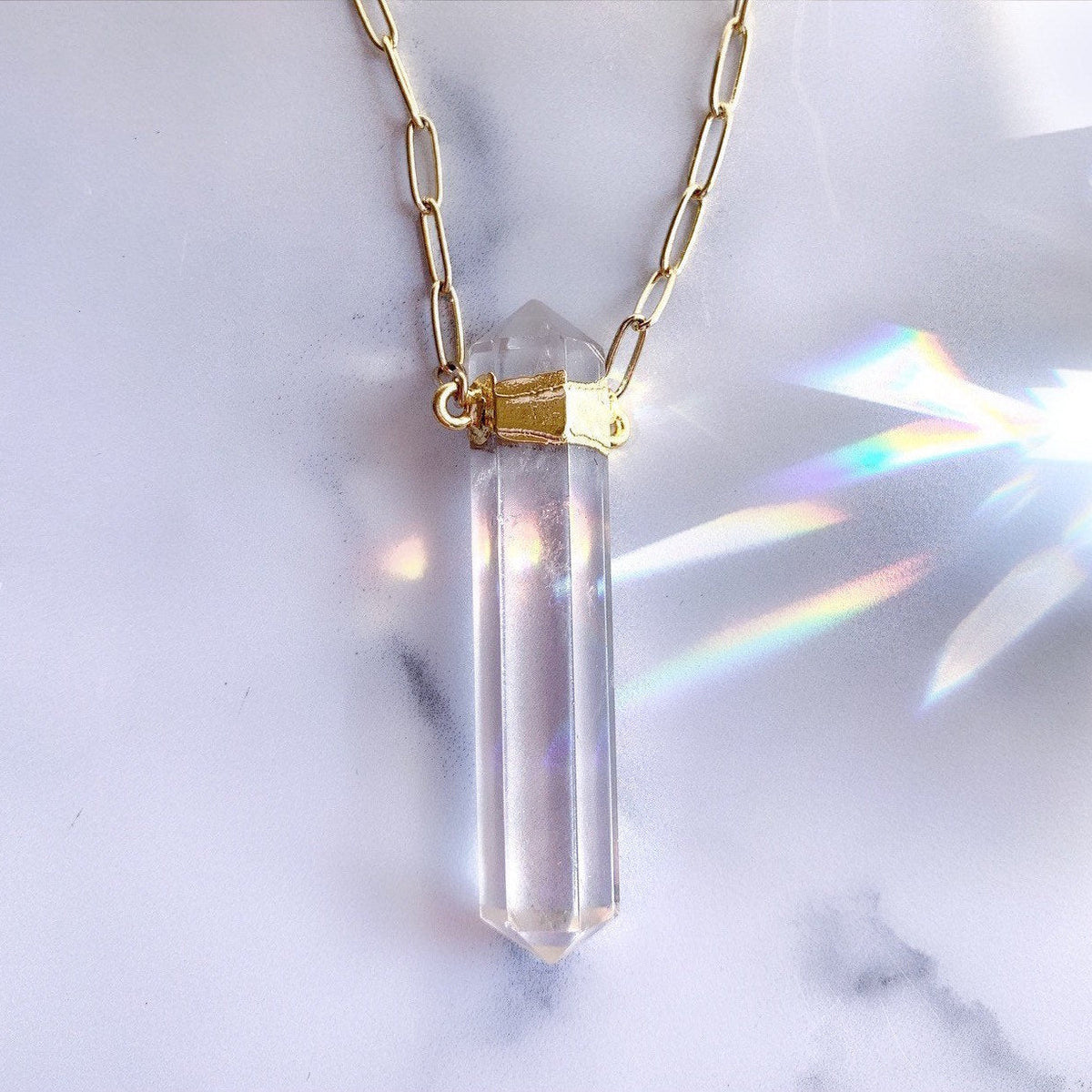 Double Terminated Crystal Quartz Point Pendant