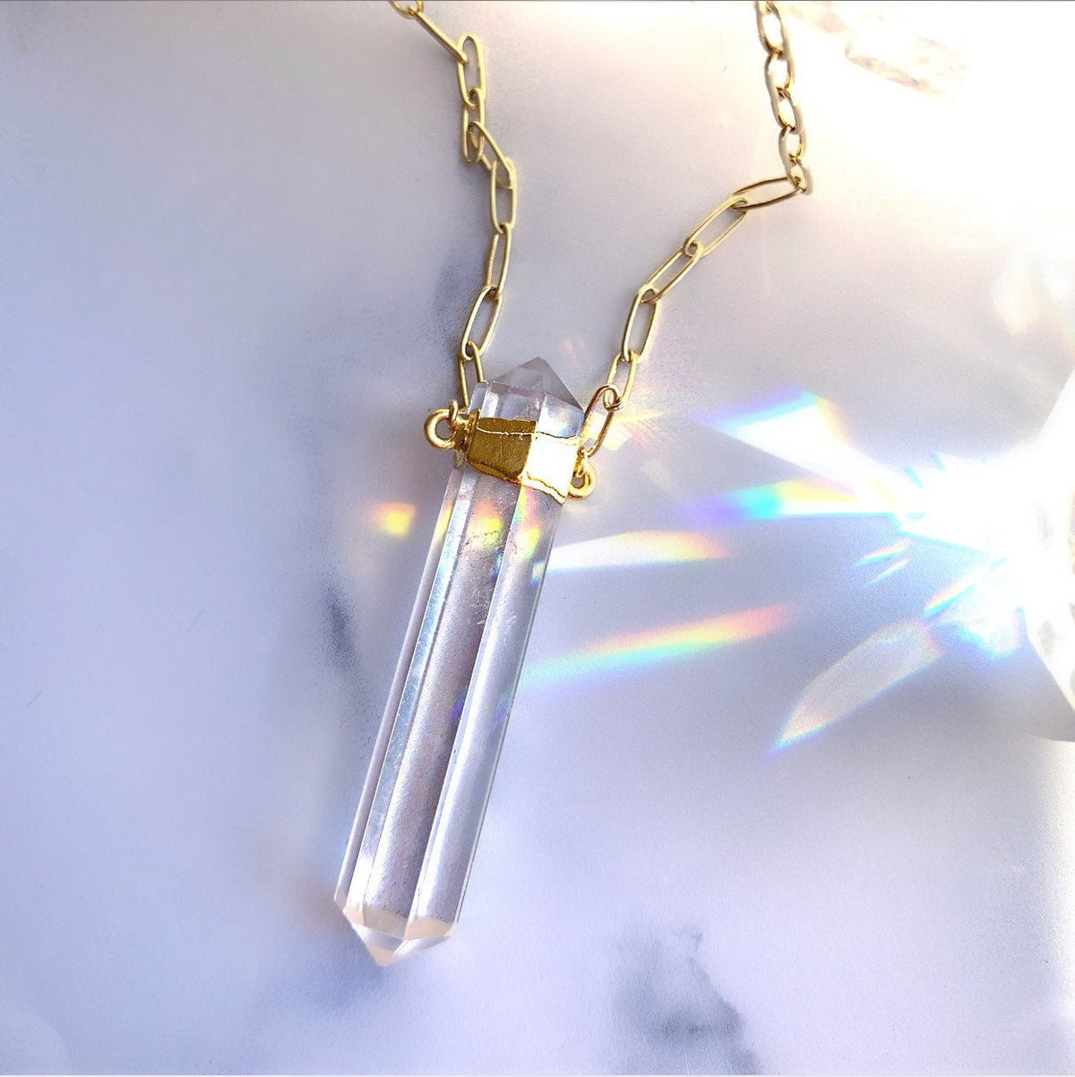 Double Terminated Crystal Quartz Point Pendant