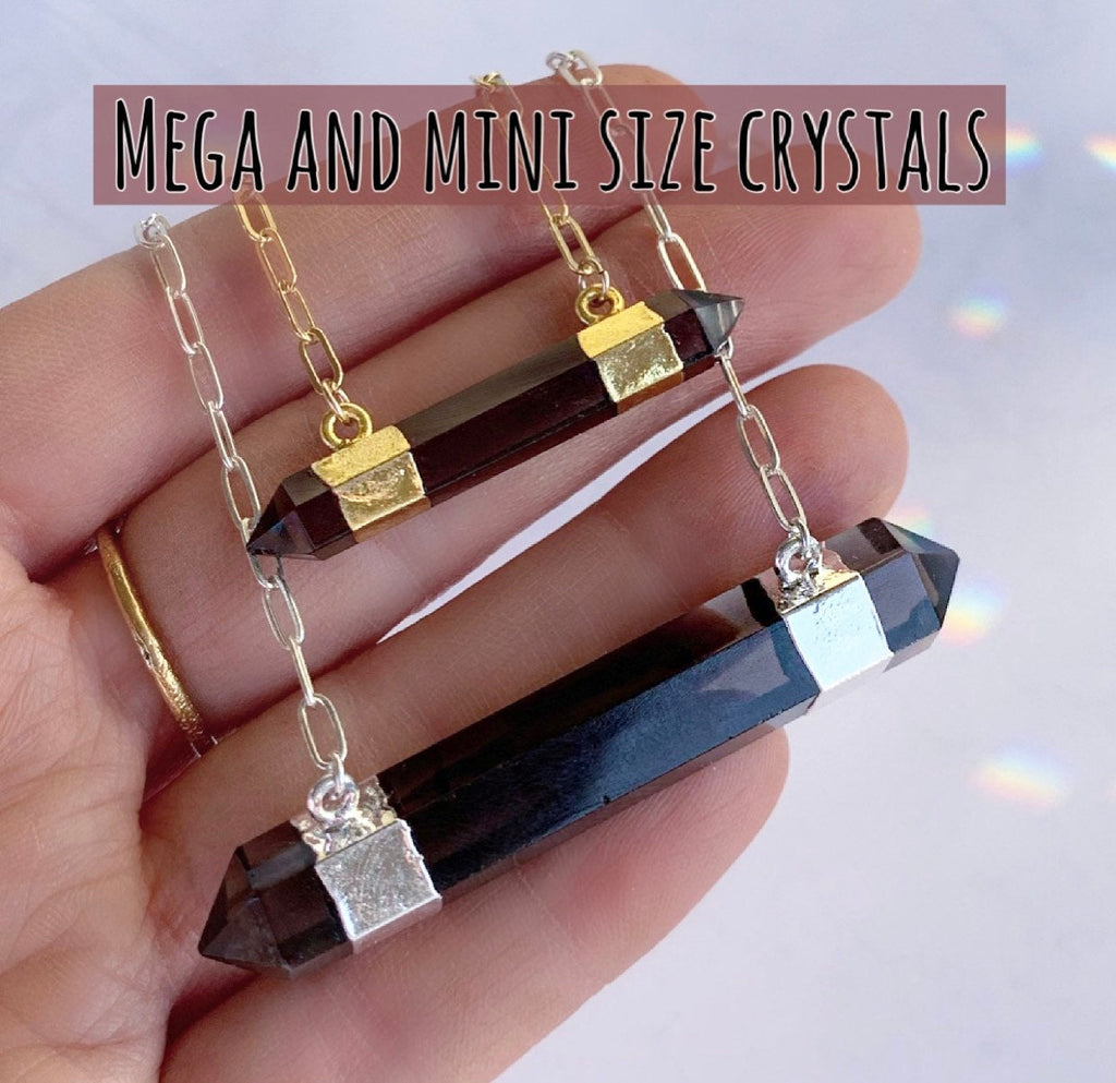 Double Terminated Smoky Quartz Bar Necklace