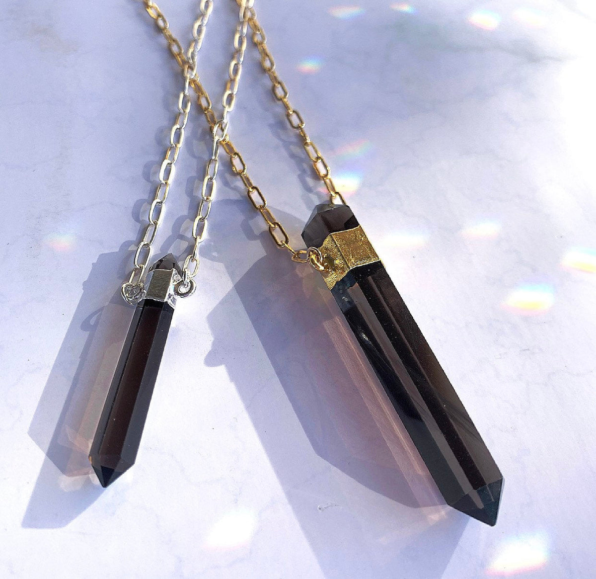 Double Terminated Smoky Quartz Point Pendant