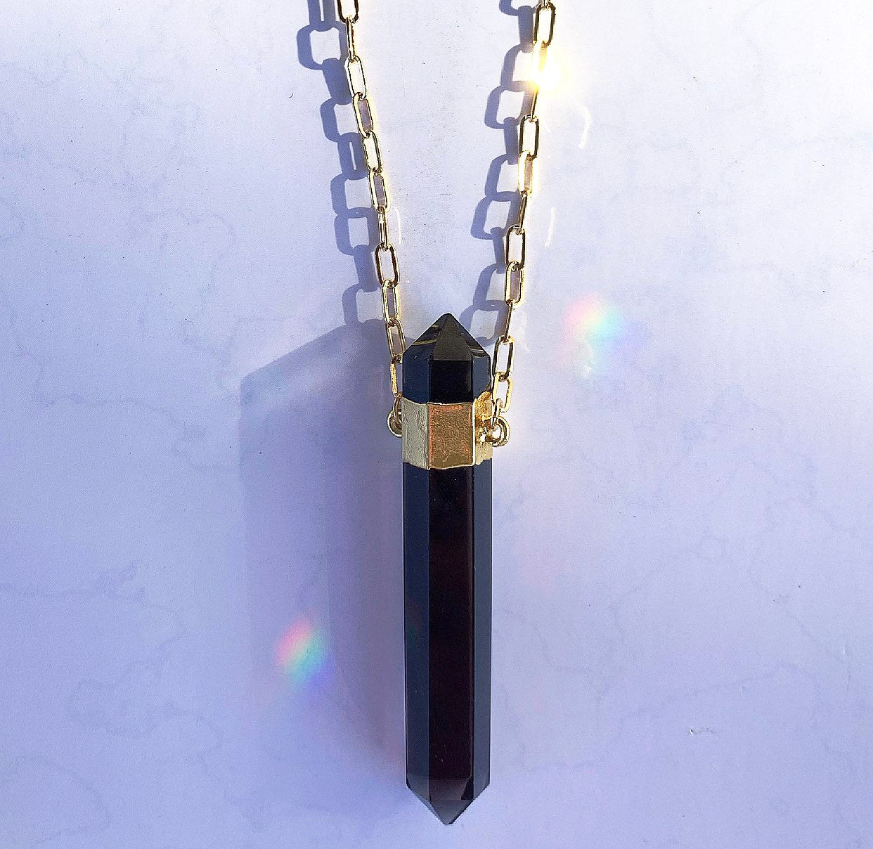 Double Terminated Smoky Quartz Point Pendant