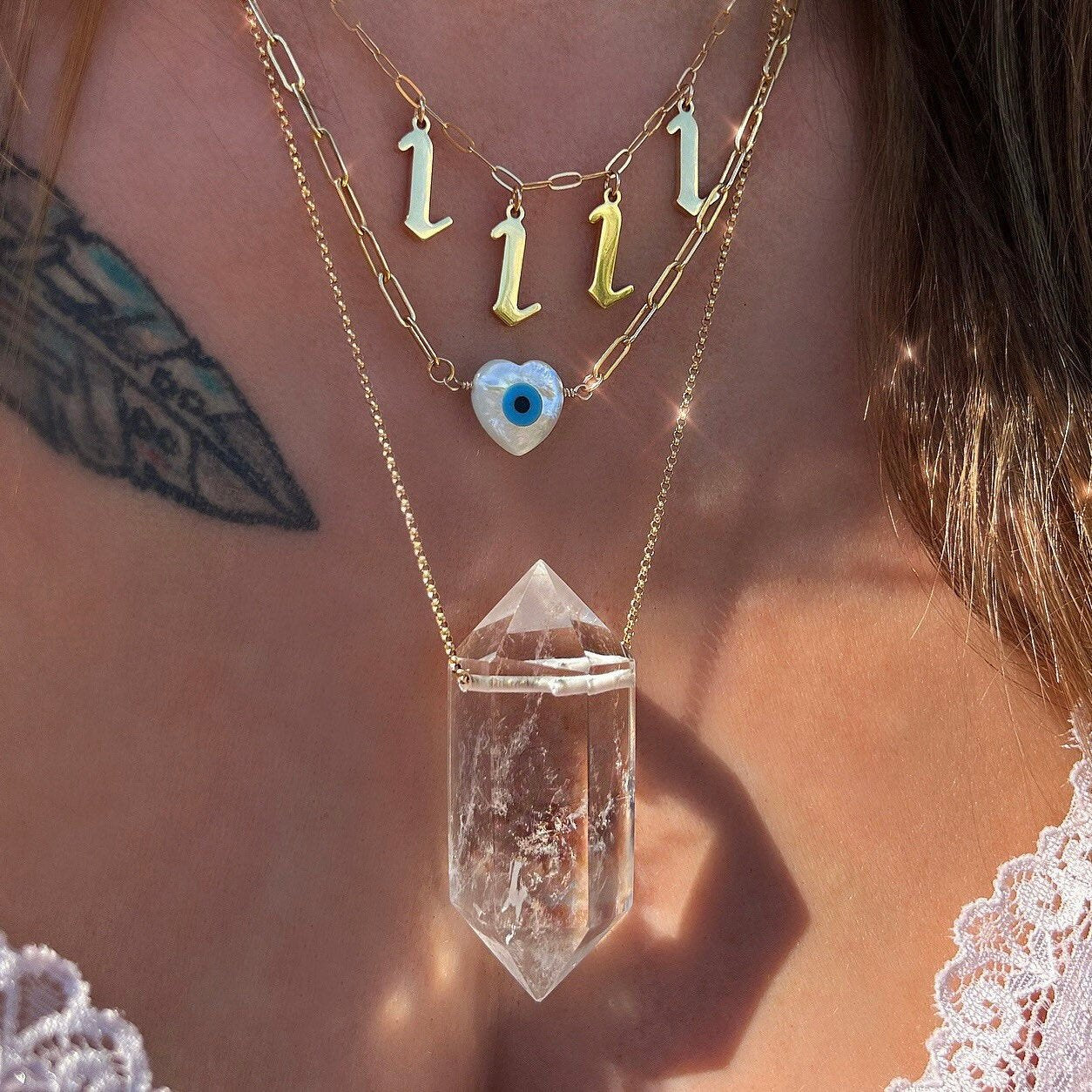 Extra Large Double Terminated Crystal Quartz Pendant