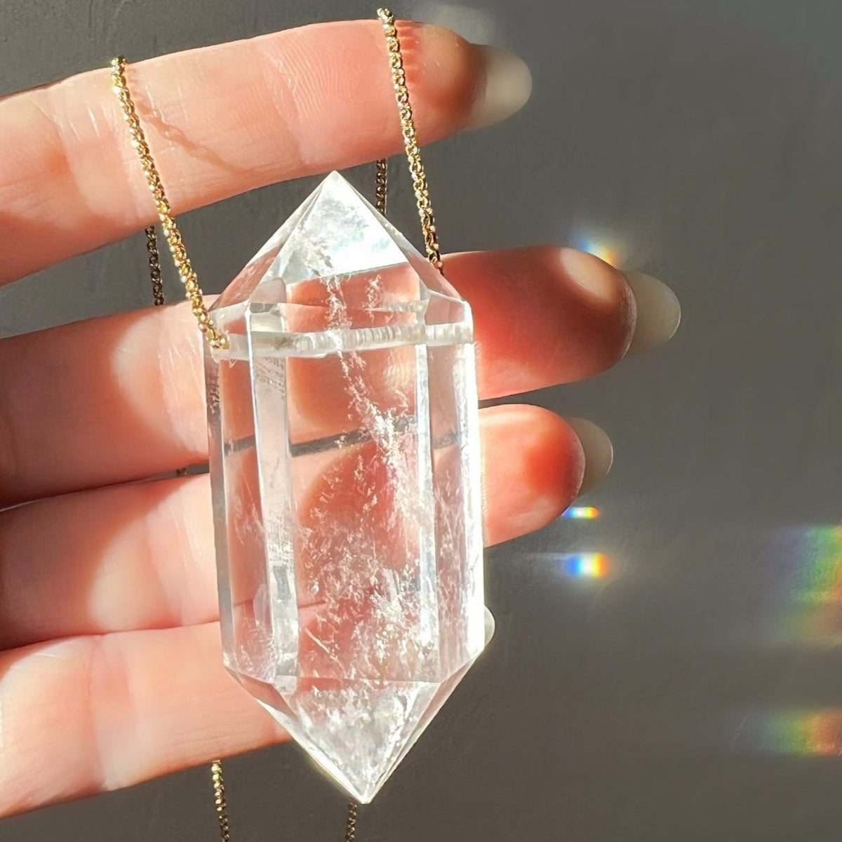 Extra Large Double Terminated Crystal Quartz Pendant