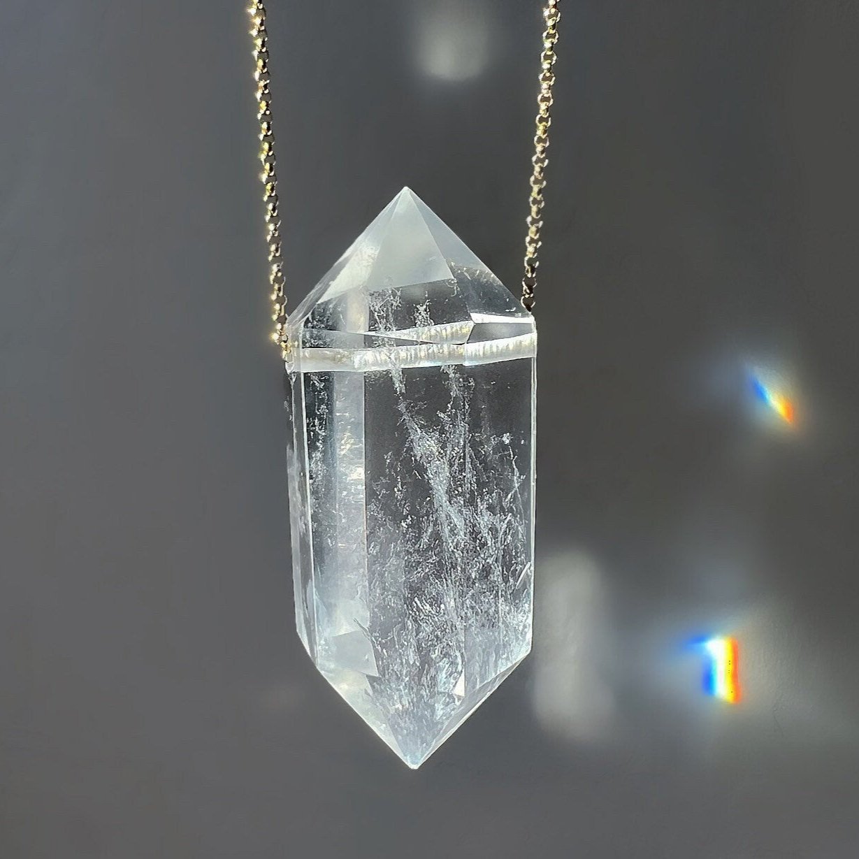 Extra Large Double Terminated Crystal Quartz Pendant