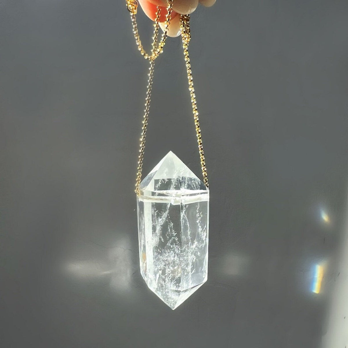 Extra Large Double Terminated Crystal Quartz Pendant