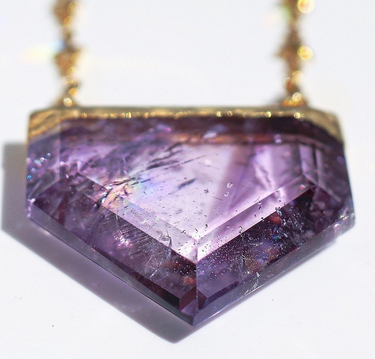 Stellar Guardian Crystal Amulet in Amethyst on Gold or Silver Chain
