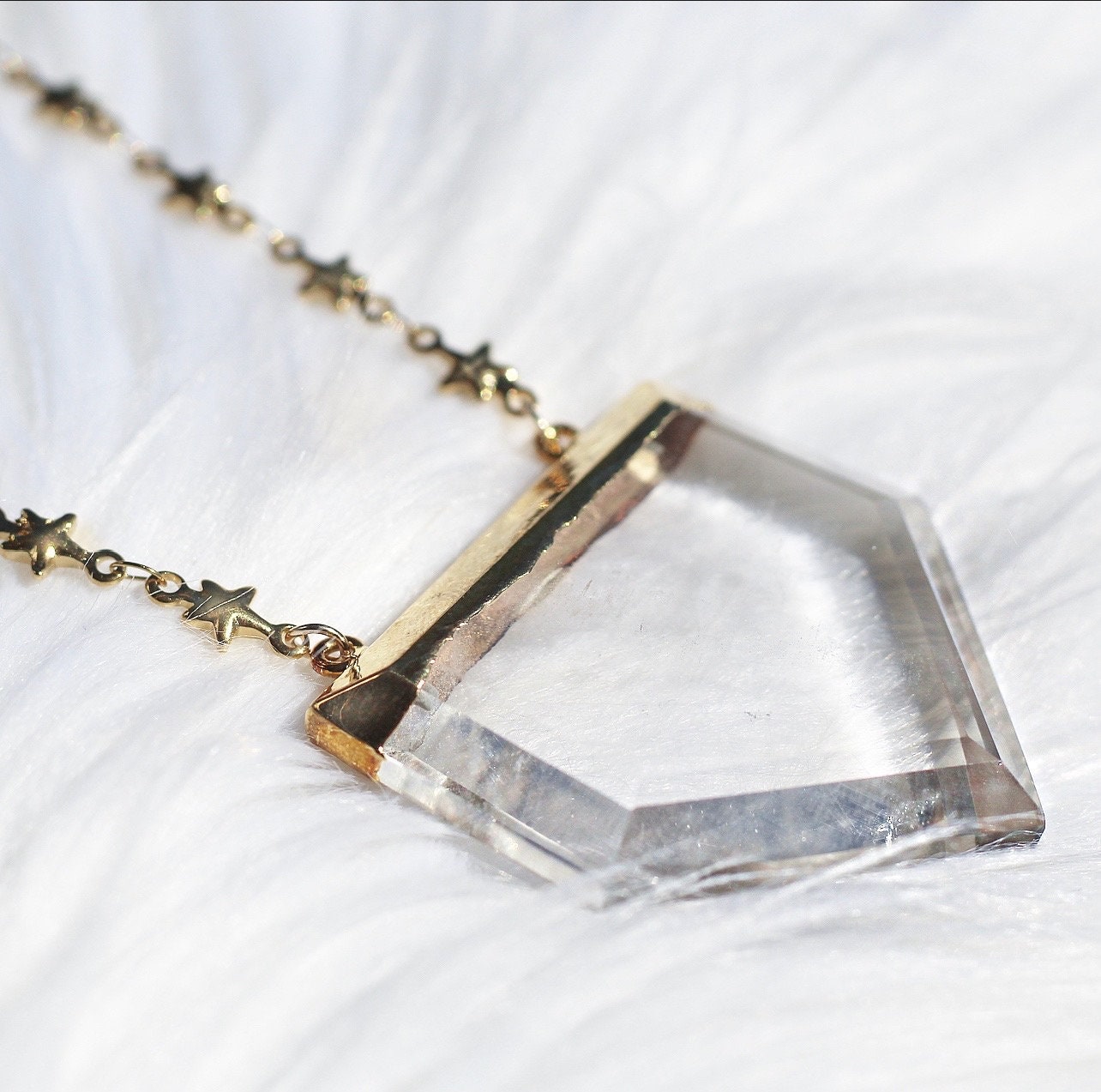 Stellar Guardian Crystal Amulet in Crystal Quartz on Gold or Silver Chain
