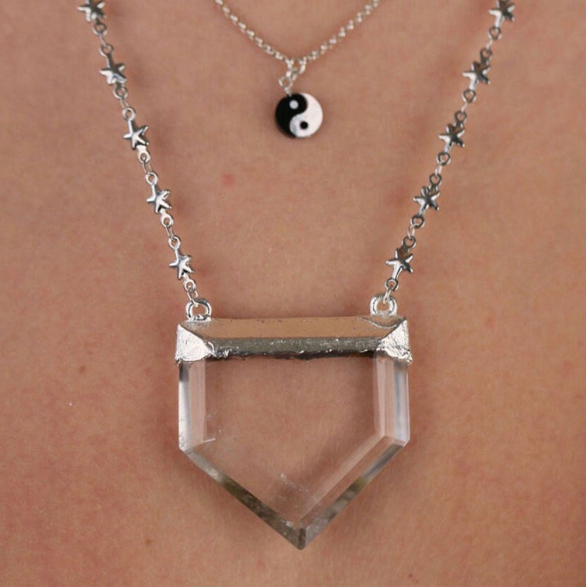 Stellar Guardian Crystal Amulet in Crystal Quartz on Gold or Silver Chain