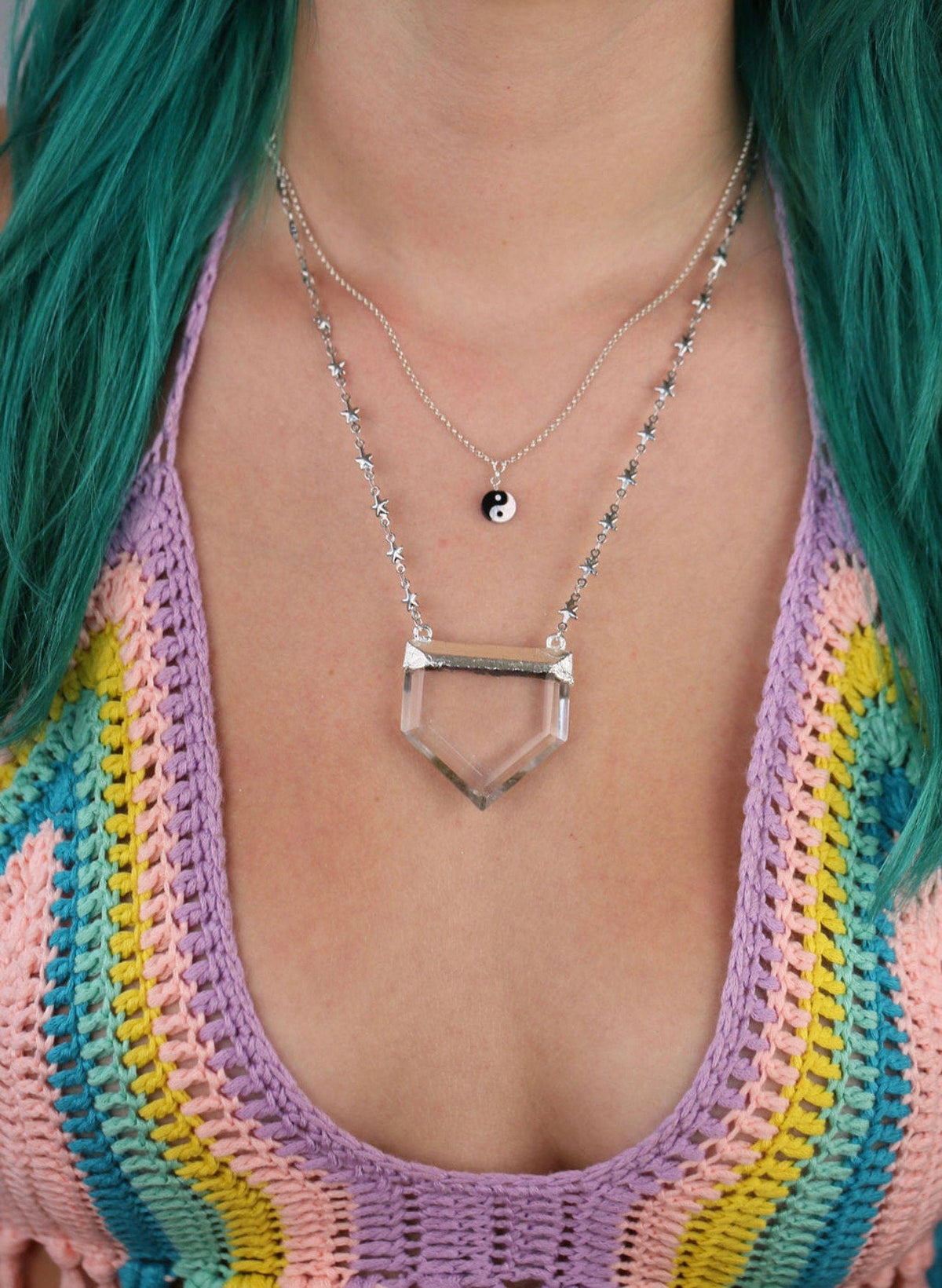 Stellar Guardian Crystal Amulet in Crystal Quartz on Gold or Silver Chain