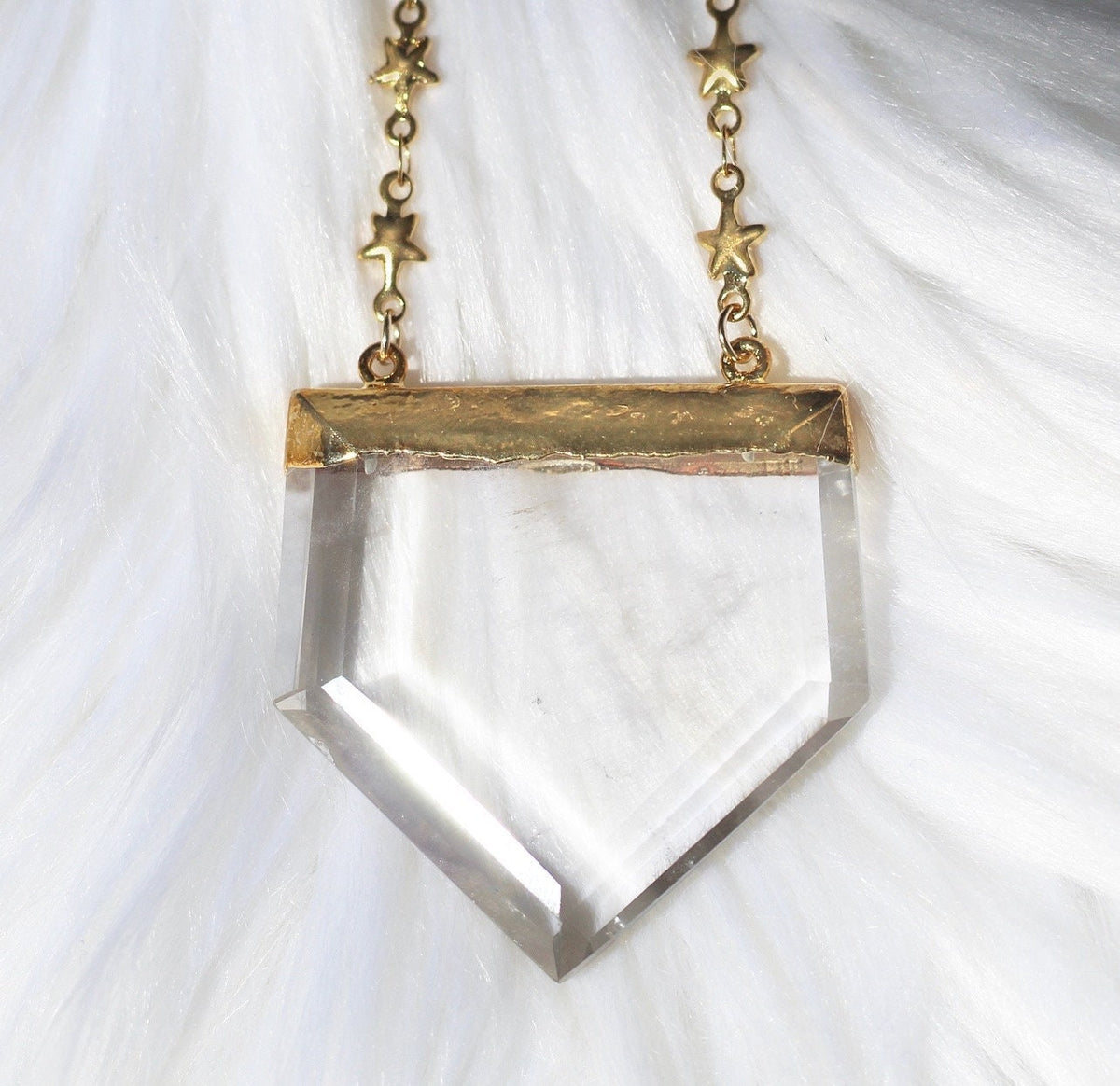 Stellar Guardian Crystal Amulet in Crystal Quartz on Gold or Silver Chain