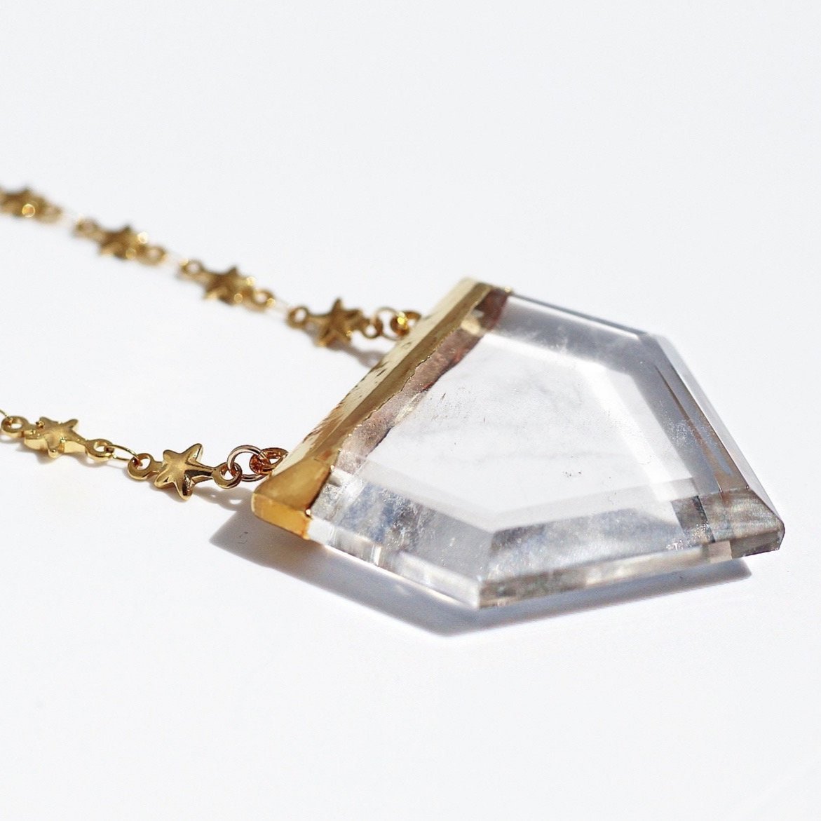 Stellar Guardian Crystal Amulet in Crystal Quartz on Gold or Silver Chain
