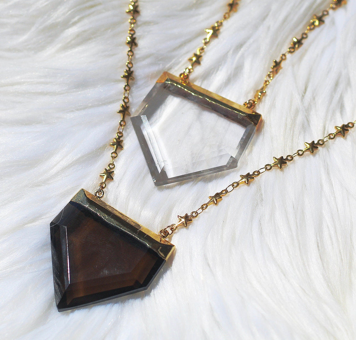 Stellar Guardian Crystal Amulet in Crystal Quartz on Gold or Silver Chain
