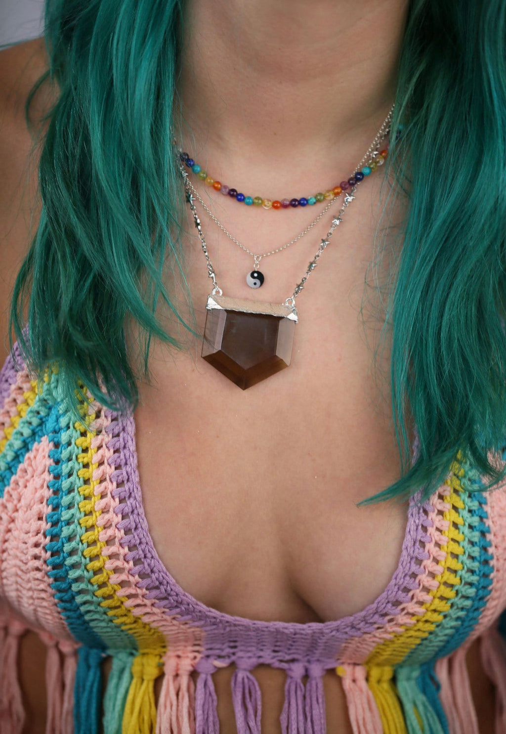 Stellar Guardian Crystal Amulet in Smoky Quartz on Gold or Silver Chain