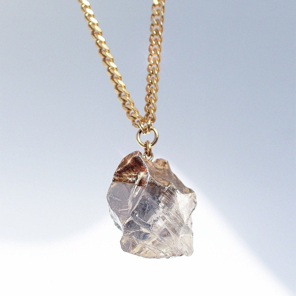Extra Large Pale Smoky Quartz Nugget Necklace in Gold or Silver