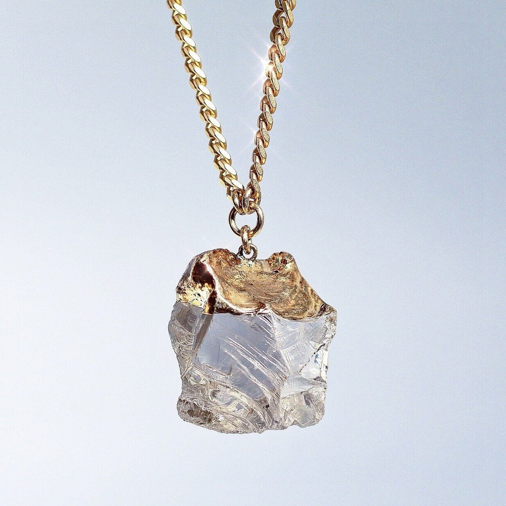 Extra Large Pale Smoky Quartz Nugget Necklace in Gold or Silver