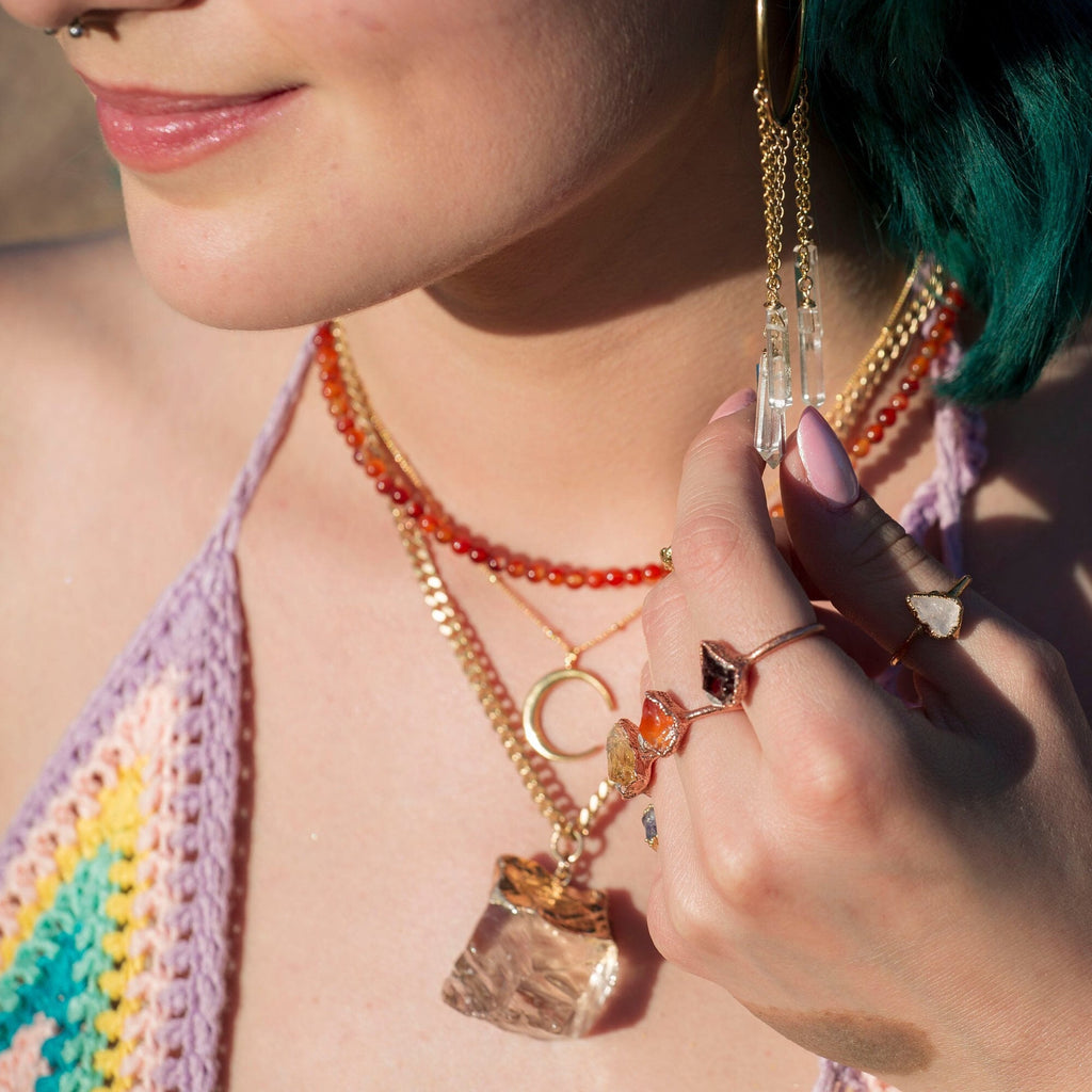 Extra Large Pale Smoky Quartz Nugget Necklace in Gold or Silver