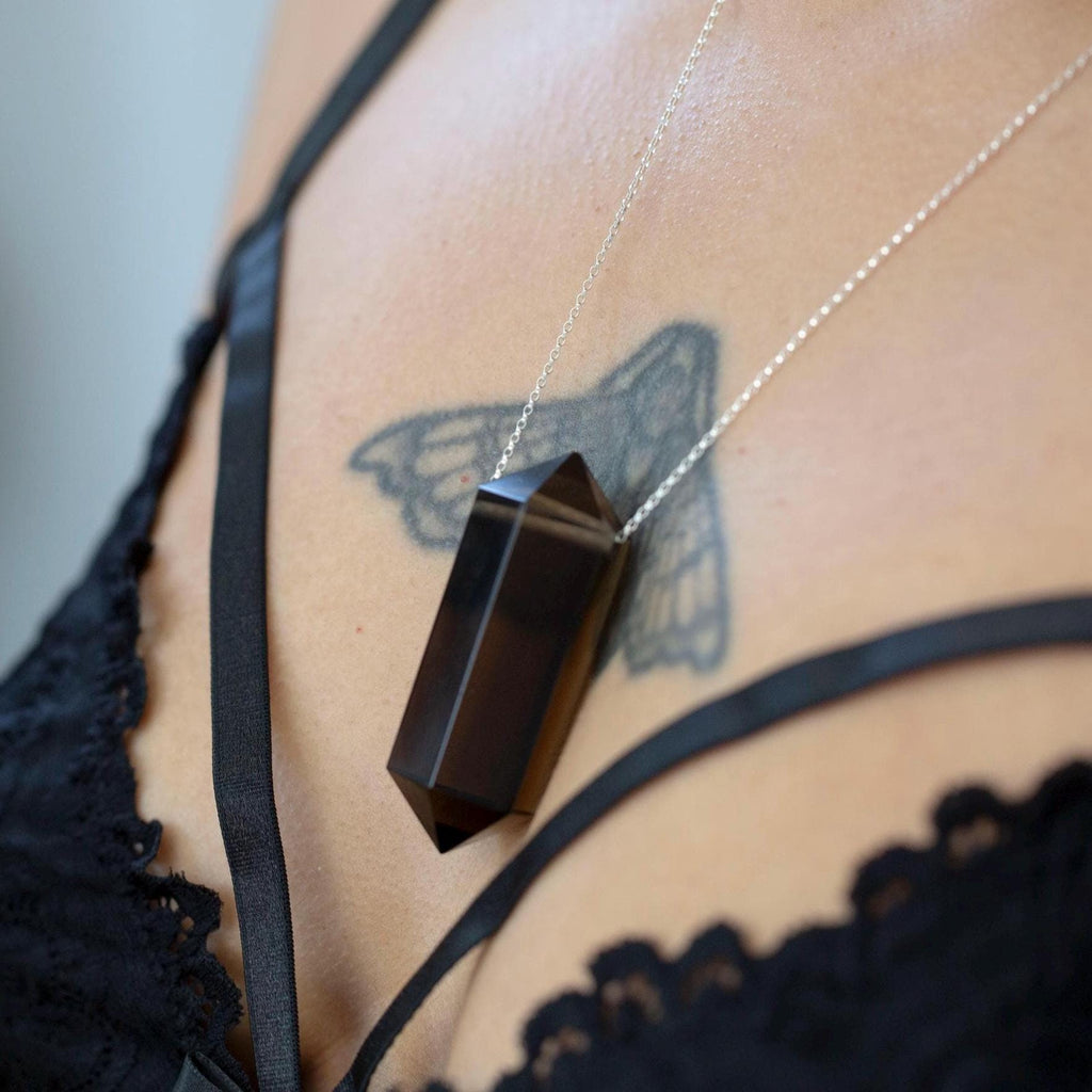 Extra Large Double Terminated Smoky Quartz Pendant
