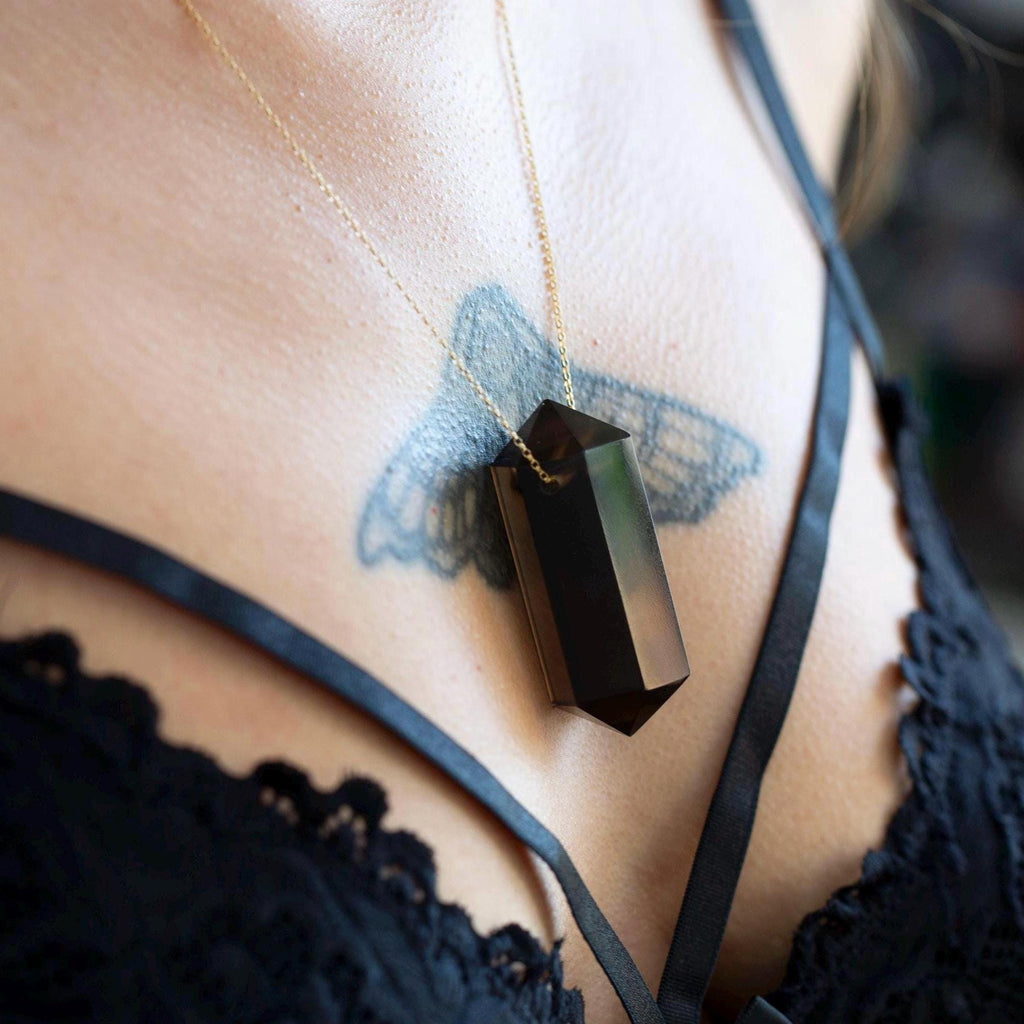 Extra Large Double Terminated Smoky Quartz Pendant