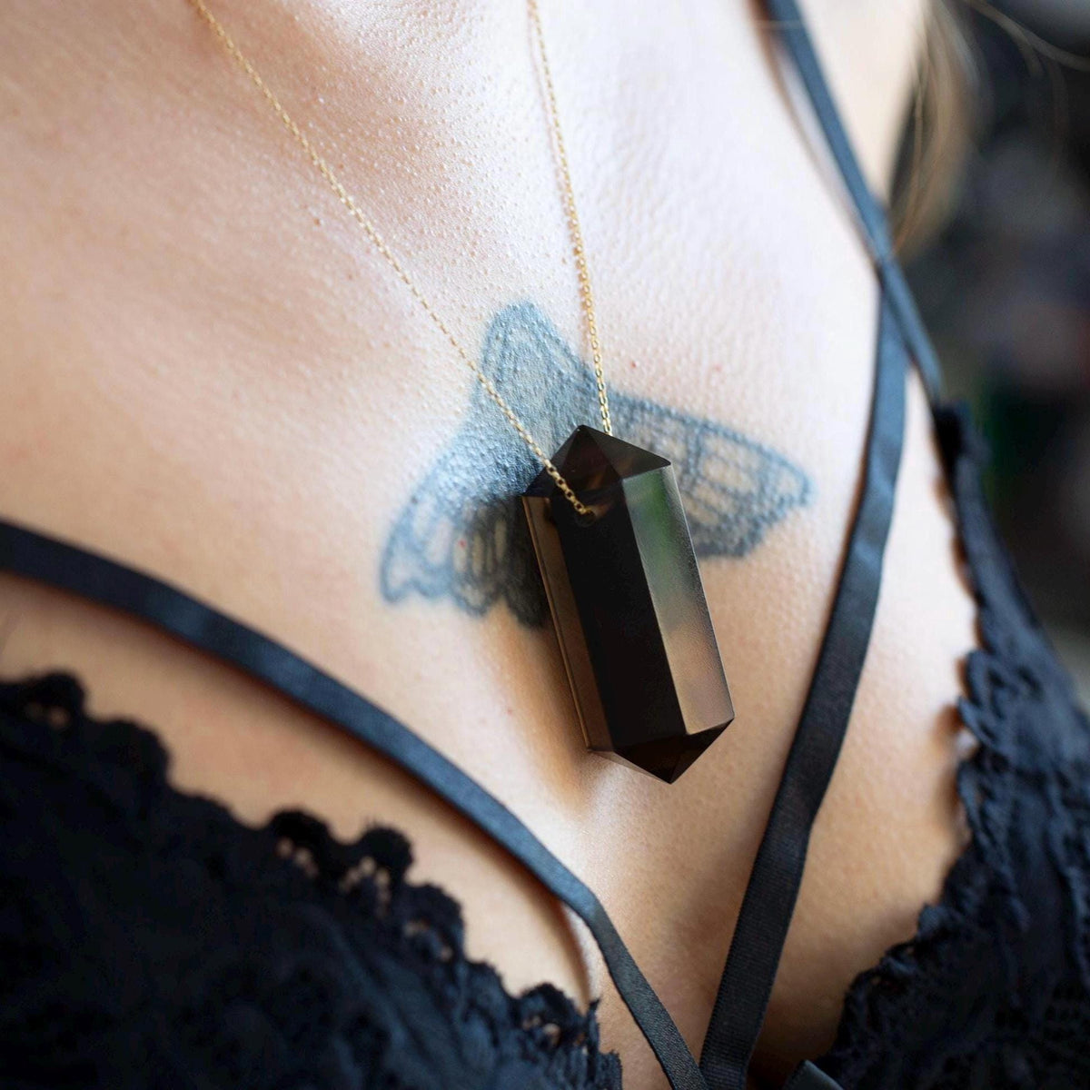 Extra Large Double Terminated Smoky Quartz Pendant