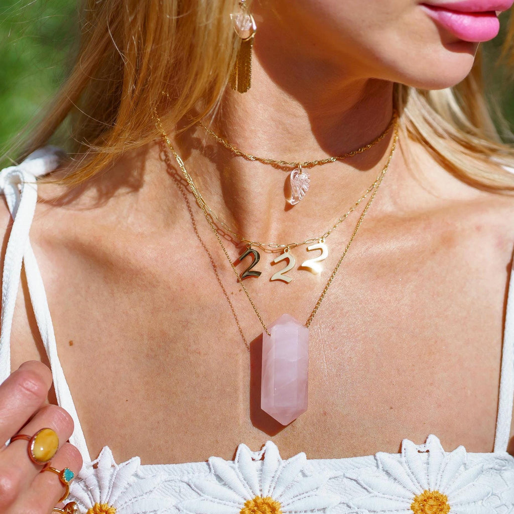 Extra Large Double Terminated Rose Quartz Pendant