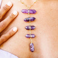 Amethyst Ladder to the Stars Lariat Necklace on Star Chain in Gold or Silver