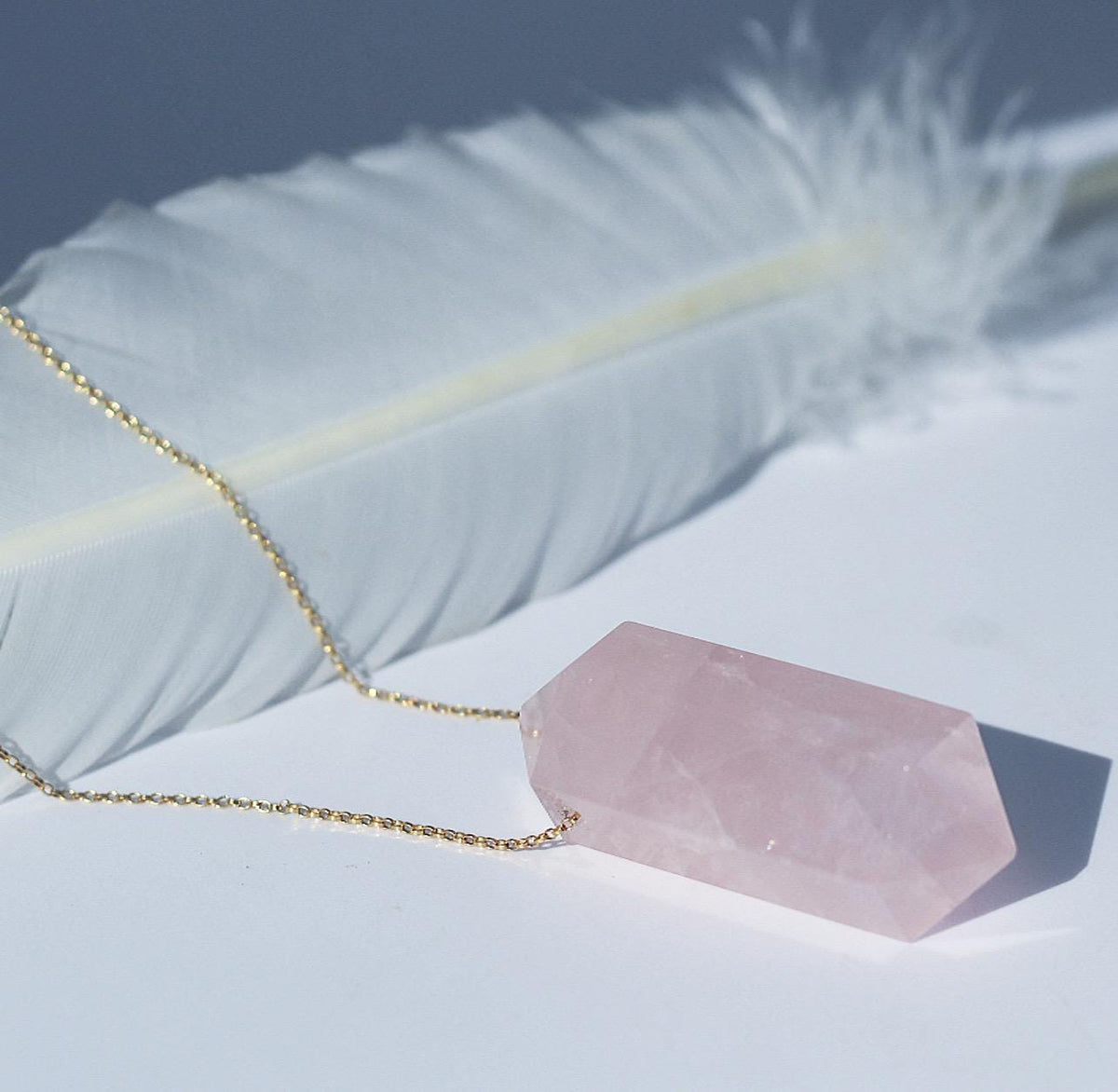 Extra Large Double Terminated Rose Quartz Pendant