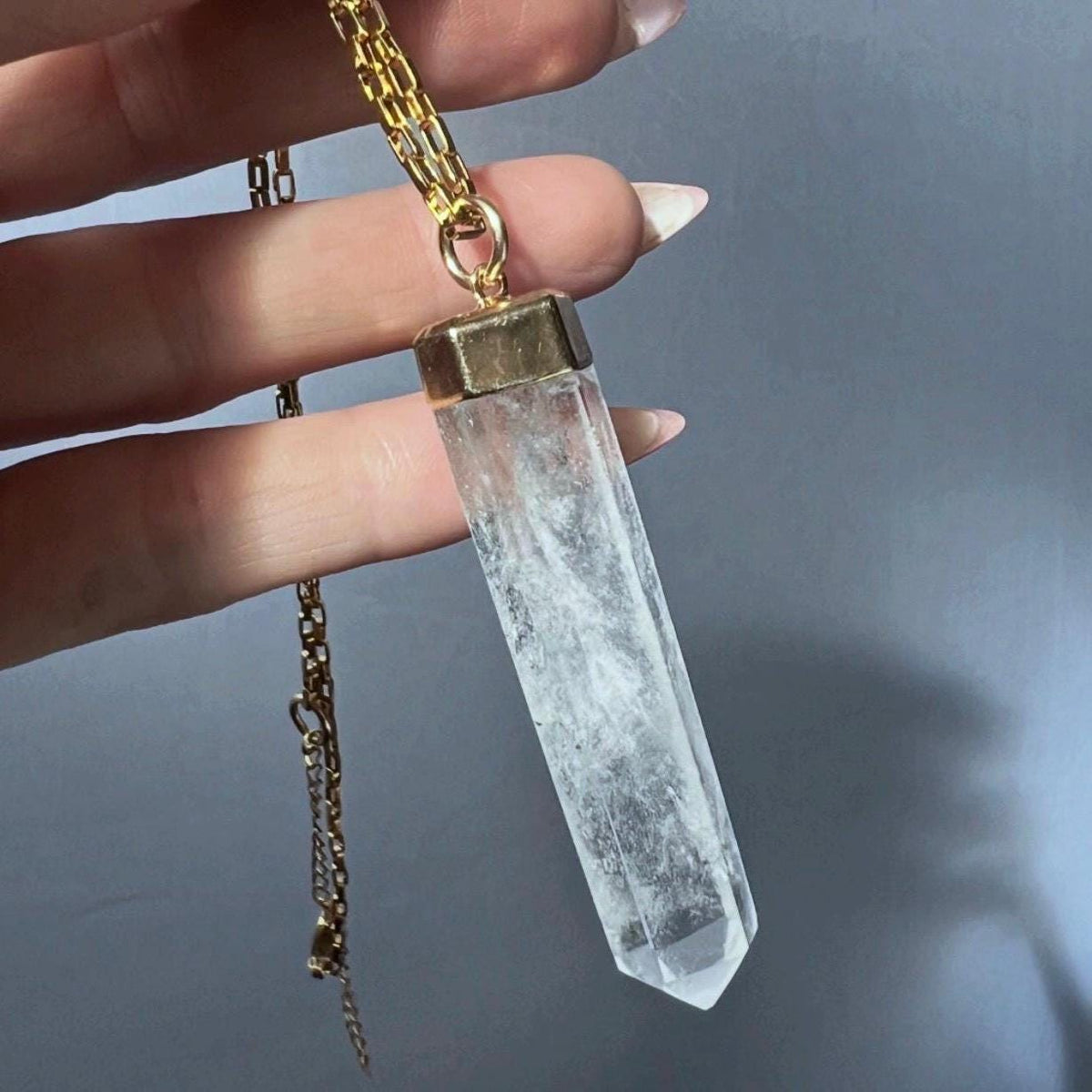 Higher Self Quartz Pendant in Gold or Silver