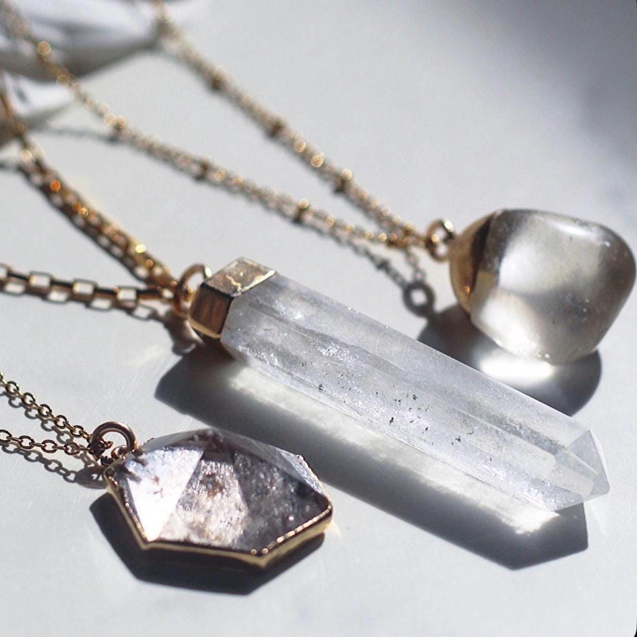 Higher Self Quartz Pendant in Gold or Silver