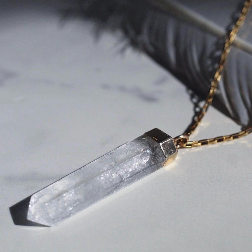 Higher Self Quartz Pendant in Gold or Silver