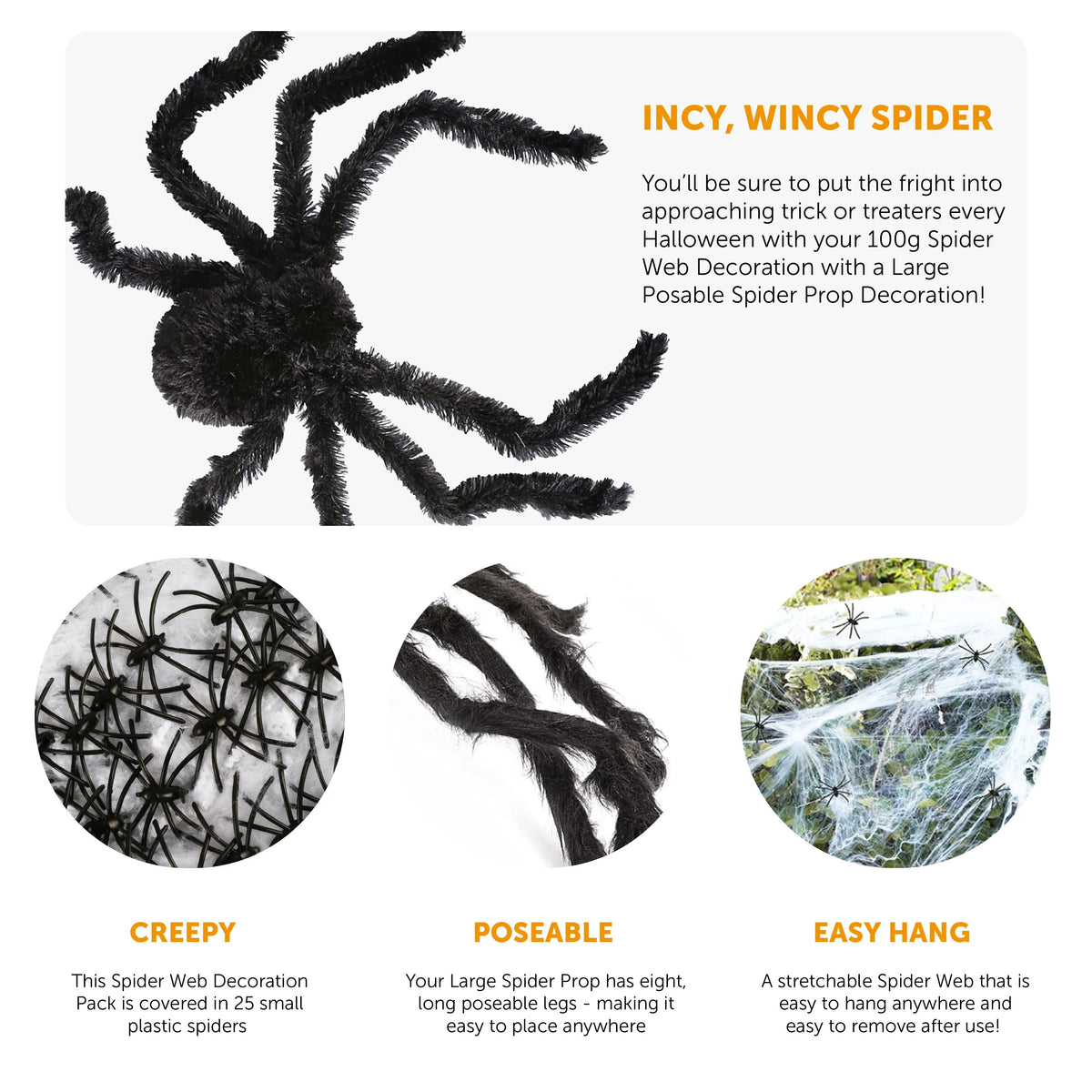 Spider Webs Halloween Decorations with 20PCS Spiders
