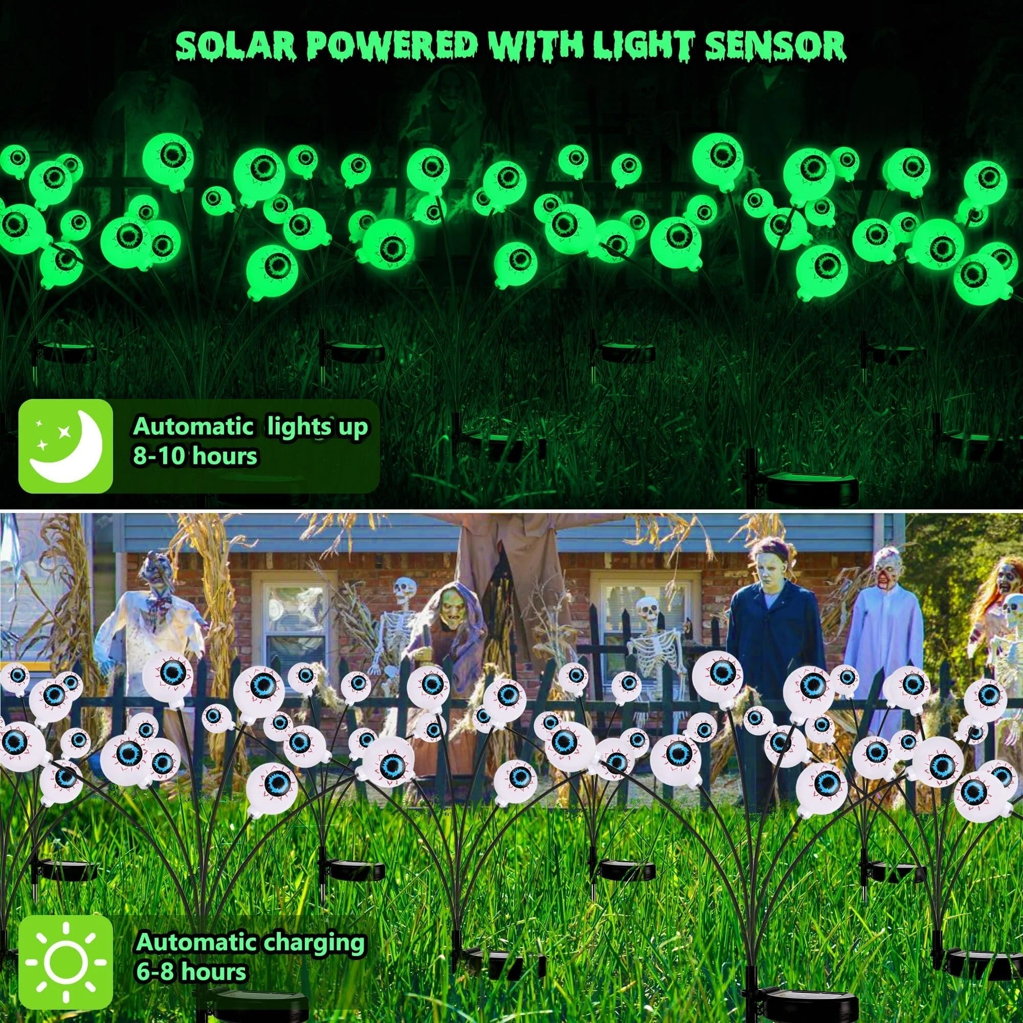  Green Halloween Solar Eyeball Lights