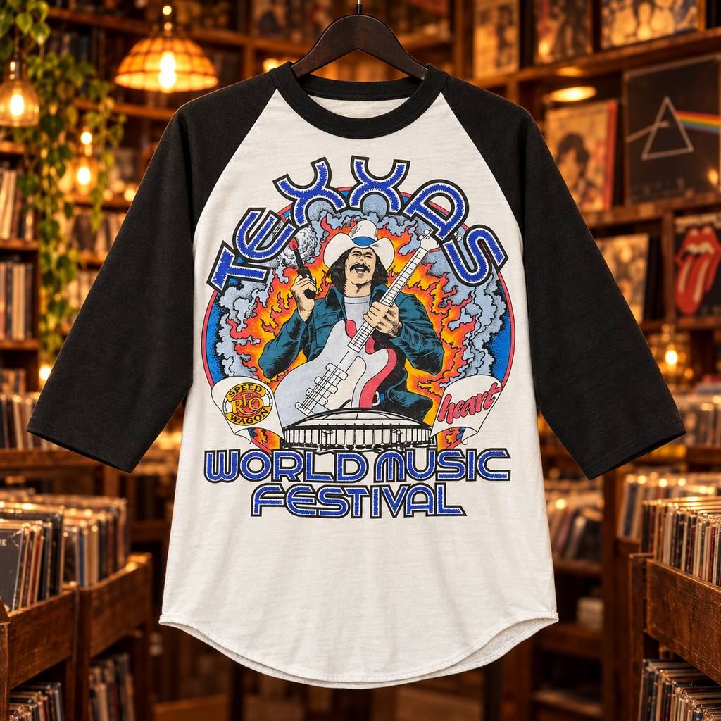 1981 Houston Texxas Jam Retro 3/4-Sleeve Raglan — Astrodome - front
