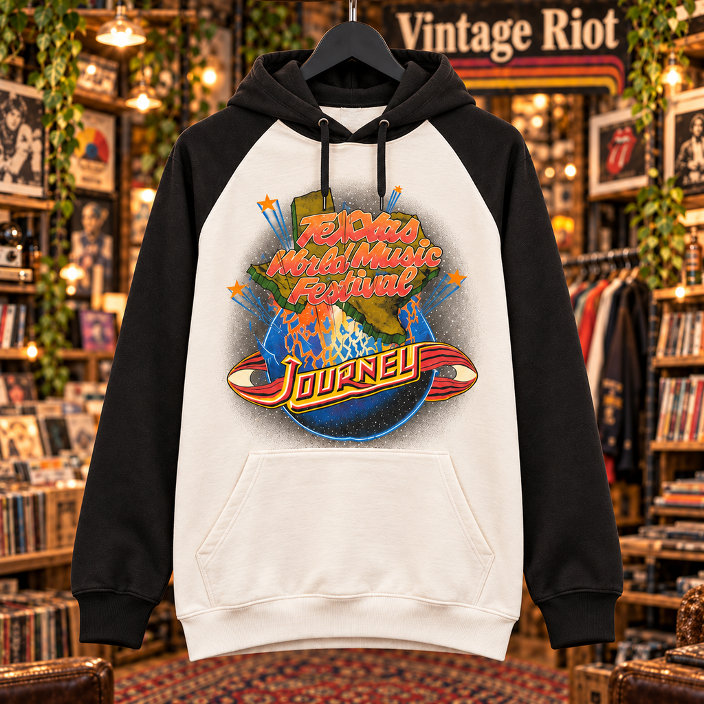 1982 Texxas Jam Retro Pullover Hoodie — Ivory / Black — front view