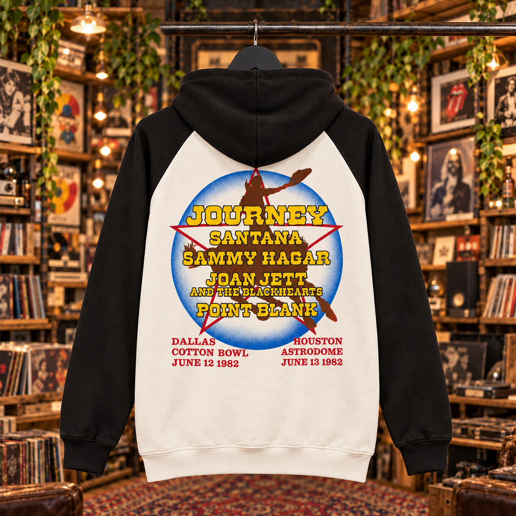 1982 Texxas Jam Retro Pullover Hoodie — Ivory / Black — back view