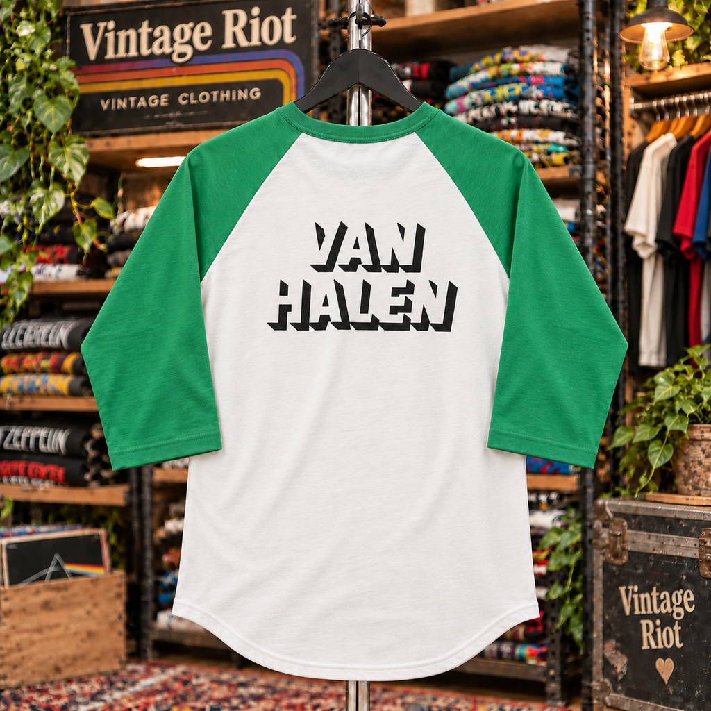 Van Halen 1980 Invasion Retro Raglan Shirt — back view