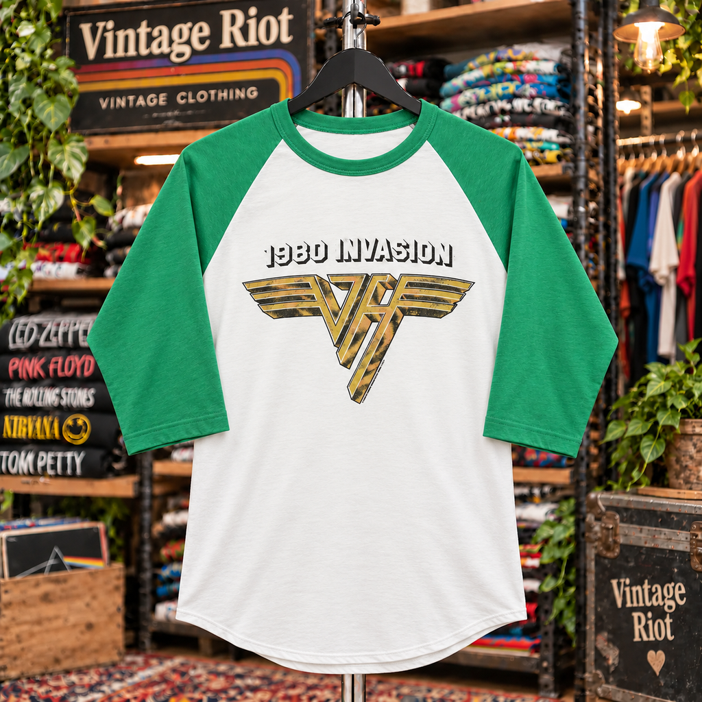 Van Halen 1980 Invasion Retro Raglan Shirt — front view