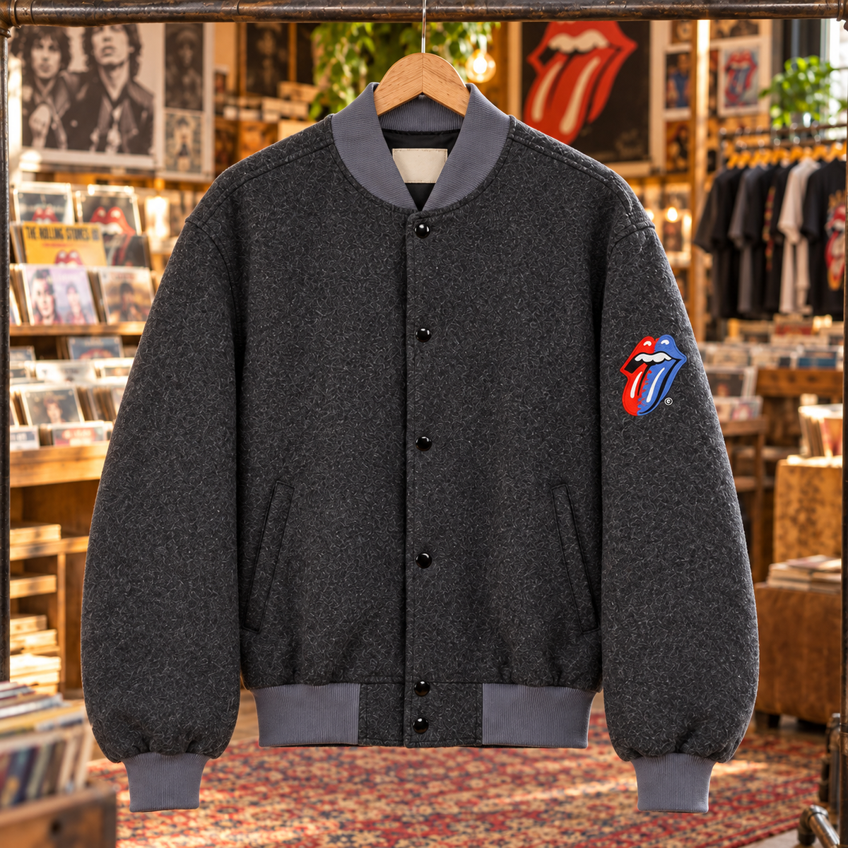 1989 Rolling Stones Steel Wheels Retro Jacket — Charcoal — front view