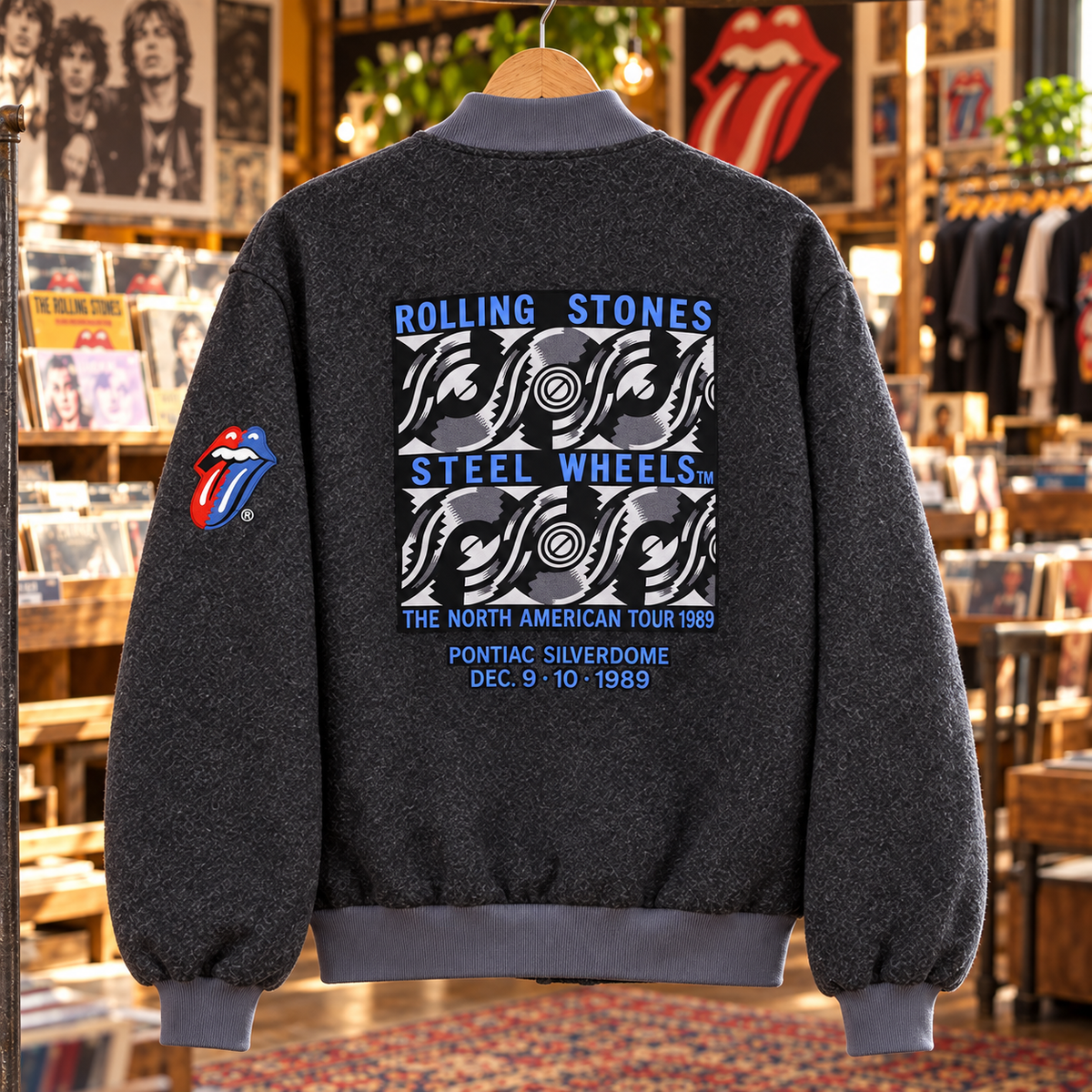 1989 Rolling Stones Steel Wheels Retro Jacket — Charcoal — back view