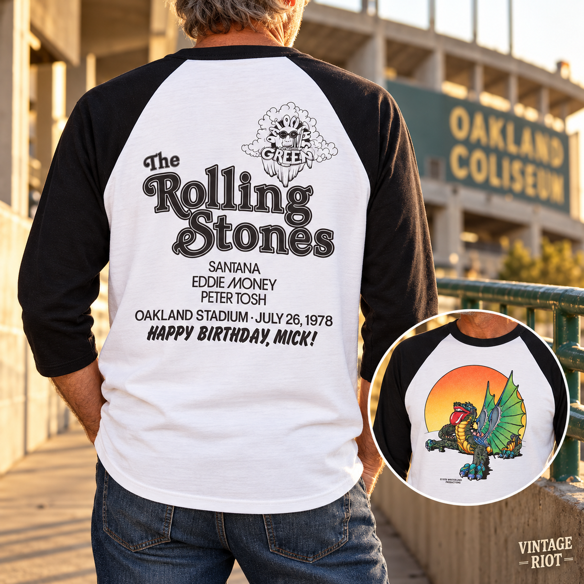 1978 Rolling Stones Happy Birthday Mick Retro Raglan illustrated styling