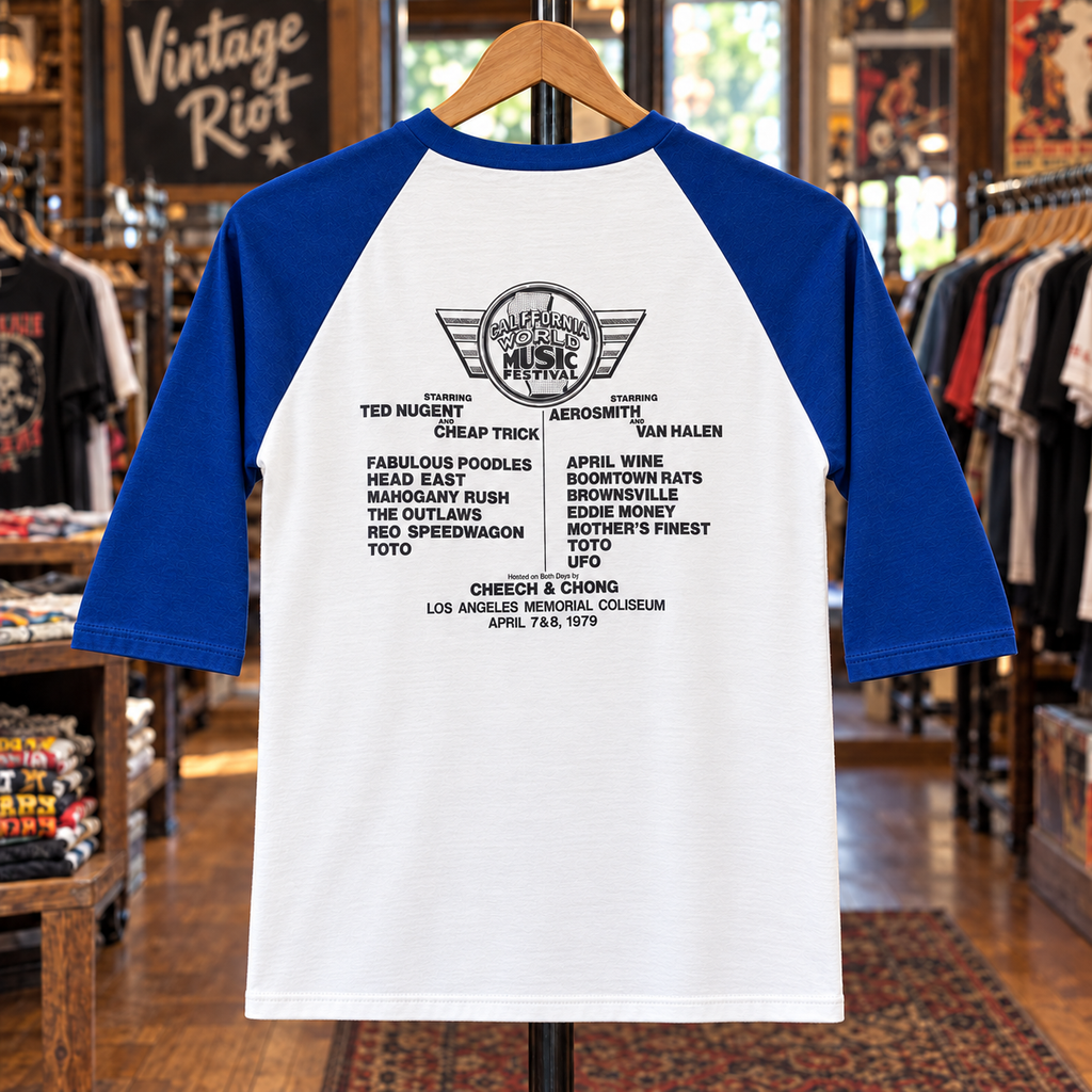 1979 California World Music Festival Retro Raglan back