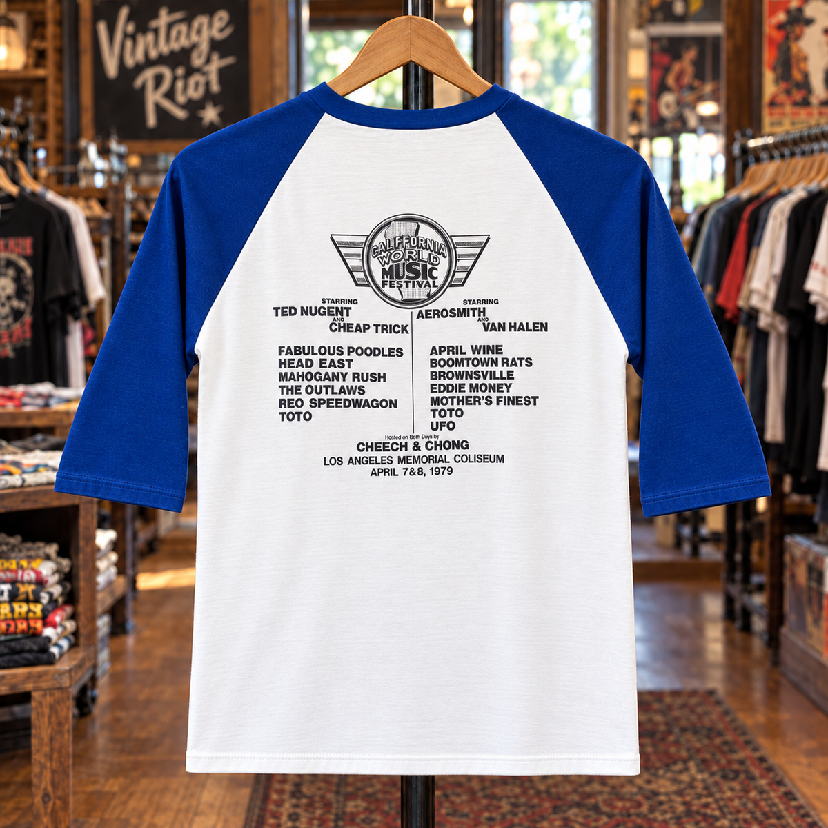 1979 California World Music Festival Retro Raglan back