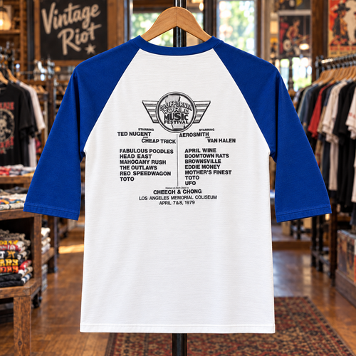 1979 California World Music Festival Retro Raglan back