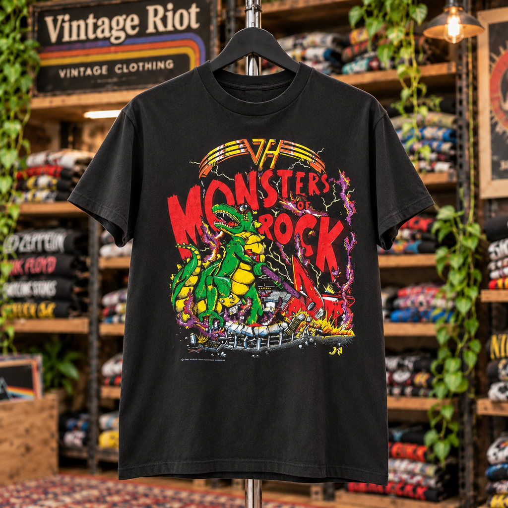 1988 Texxas Jam Monsters of Rock Retro T-Shirt — Black — front view